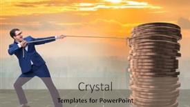  Presentation with stack - PPT theme enhanced with businessman-pulling-stack-of-gold background and a  colored foreground