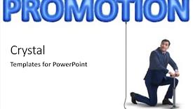  Presentation with promotion - Beautiful PPT theme featuring businessman pumping promotion in business backdrop and a white colored foreground