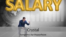  Presentation with salary - Presentation theme featuring businessman pumping salary in business background and a light gray colored foreground