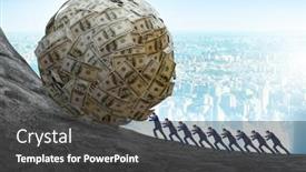  Presentation with dollar - Colorful PPT theme enhanced with businessman-pushing-away-the-dollar backdrop and a dark gray colored foreground