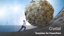  Presentation with dollar - Colorful PPT layouts enhanced with businessman-pushing-away-the-dollar backdrop and a dark gray colored foreground