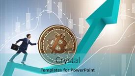  Presentation with blockchain - Amazing presentation design having pushing bitcoin in cryptocurrency blockchain backdrop and a light blue colored foreground