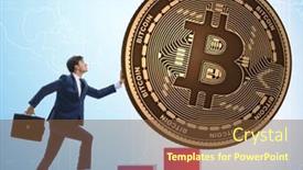  Presentation with blockchain - Presentation featuring businessman-pushing-bitcoin-in-cryptocurrency and a  colored foreground
