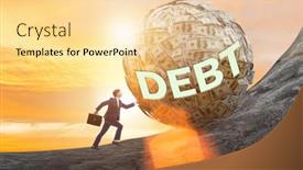  Presentation with loan - Cool new presentation theme with businessman-pushing-dollar-uphill backdrop and a blonde colored foreground