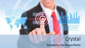  Presentation with stock market - Presentation theme consisting of businessman pushing graph for trade background and a light blue colored foreground