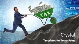  Presentation with tax haven centers - Theme with businessman pushing tax wheelbarrow uphill background and a dark gray colored foreground