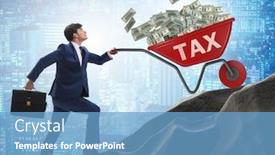  Presentation with tax - Colorful theme enhanced with businessman-pushing-tax-wheelbarrow-uphill backdrop and a teal colored foreground
