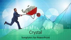  Presentation with full score - PPT theme enhanced with businessman pushing wheelbarrow full background and a seafoam green colored foreground