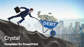  Presentation with us dollars - Presentation theme enhanced with businessman pushing wheelbarrow with dollars background and a  colored foreground