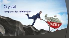  Presentation with us dollars - Colorful PPT layouts enhanced with businessman pushing wheelbarrow with dollars backdrop and a  colored foreground