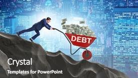  Presentation with us dollars - PPT layouts consisting of businessman pushing wheelbarrow with dollars background and a  colored foreground