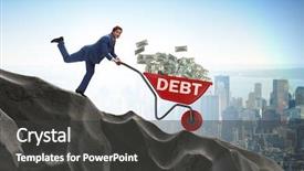  Presentation with us dollars - Slides featuring businessman pushing wheelbarrow with dollars background and a dark gray colored foreground