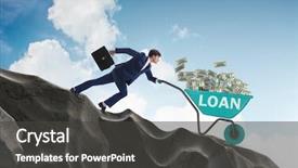  Presentation with us dollars - Presentation theme having businessman pushing wheelbarrow with dollars background and a dark gray colored foreground