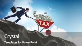  Presentation with burden - Beautiful PPT theme featuring businessman pushing wheelbarrow with tax backdrop and a dark gray colored foreground