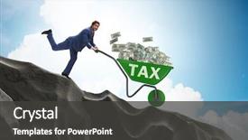  Presentation with tax - Cool new slides with businessman pushing wheelbarrow with tax backdrop and a dark gray colored foreground