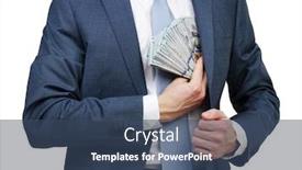  Presentation with corruption - Presentation theme consisting of businessman-putting-money background and a ocean colored foreground