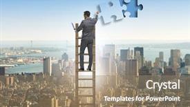  Presentation with together puzzle pieces - Amazing presentation having businessman putting together jigsaw puzzle backdrop and a coral colored foreground