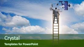  Presentation with together puzzle pieces - Presentation design with businessman putting together jigsaw puzzle background and a tawny brown colored foreground