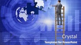  Presentation with together puzzle pieces - PPT theme featuring businessman-putting-together-jigsaw-puzzle background and a teal colored foreground