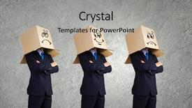  Presentation with boxes - Audience pleasing slide set consisting of businessman question mark - unrecognizable business people wearing carton backdrop and a light gray colored foreground
