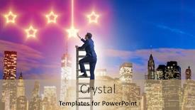  Presentation with stars - Slide set having businessman reaching out for stars background and a coral colored foreground