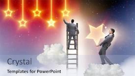  Presentation with stars - Slide deck having businessman reaching out for stars background and a light blue colored foreground