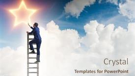  Presentation with stars - PPT theme featuring businessman-reaching-out-for-stars background and a sky blue colored foreground
