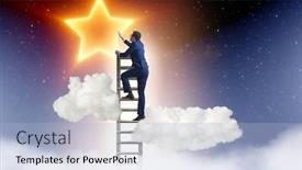  Presentation with stars - PPT theme having businessman-reaching-out-for-stars background and a light blue colored foreground