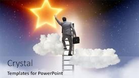  Presentation with stars - Slide set consisting of businessman-reaching-out-for-stars background and a light blue colored foreground