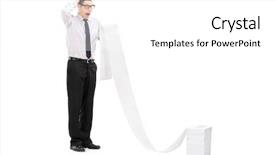  Presentation with upset - Presentation design with businessman reading a long list background and a white colored foreground