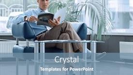  Presentation with waiting room - Slides enhanced with businessman-reading-magazine-in-waiting background and a seafoam green colored foreground