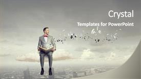  Presentation with old book - Slides featuring businessman reading old book mixed background and a  colored foreground