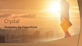  Presentation with challenges - Presentation theme featuring businessman ready for new challenges in business concept background and a yellow colored foreground