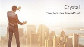  Presentation with challenges - Presentation design consisting of businessman-ready-for-new-challenges background and a cream colored foreground