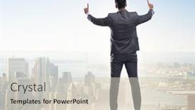  Presentation with challenges - Amazing presentation design having businessman-ready-for-new-challenges backdrop and a soft green colored foreground