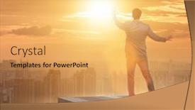  Presentation with challenges - Beautiful slide set featuring businessman-ready-for-new-challenges backdrop and a yellow colored foreground