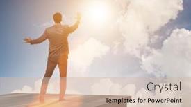  Presentation with challenges - Presentation design enhanced with businessman-ready-for-new-challenges background and a soft green colored foreground