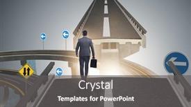  Presentation with broken bridge - Colorful PPT layouts enhanced with businessman-ready-to-overcome backdrop and a dark gray colored foreground