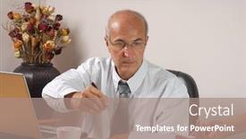  Presentation with contract - PPT theme consisting of businessman ready to sign a contract being offered to him background and a coral colored foreground