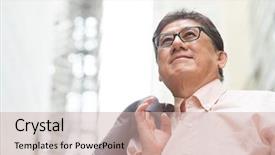  Presentation with modern chinese - PPT layouts with businessman real modern office building background and a  colored foreground