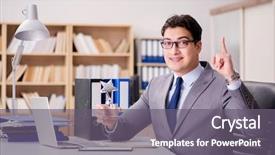  Presentation with award - Presentation design having businessman receiving award background and a gray colored foreground