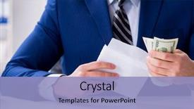  Presentation with salary - Theme enhanced with businessman receiving his salary background and a light blue colored foreground