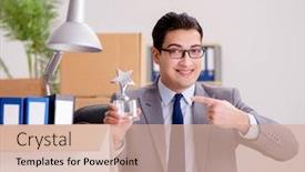  Presentation with star award - Audience pleasing slides consisting of businessman-receiving-star-award backdrop and a coral colored foreground