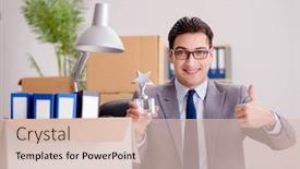  Presentation with star award - Amazing slide deck having businessman-receiving-star-award backdrop and a lemonade colored foreground