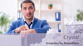  Presentation with new ideas - Amazing slide deck having businessman-rejecting-new-ideas backdrop and a light blue colored foreground