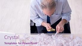  Presentation with new ideas - Slides consisting of businessman-rejecting-new-ideas background and a lemonade colored foreground