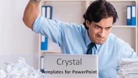  Presentation with new ideas - Slide deck having businessman-rejecting-new-ideas background and a light blue colored foreground