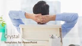  Presentation with office chair - PPT theme enhanced with businessman relaxing in his chair in the office background and a lemonade colored foreground