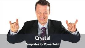  Presentation with gangster - Slide set with businessman represents gangster with spred wide fingers background and a dark gray colored foreground