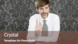  Presentation with salesperson - PPT layouts having businessman retro on office table background and a tawny brown colored foreground